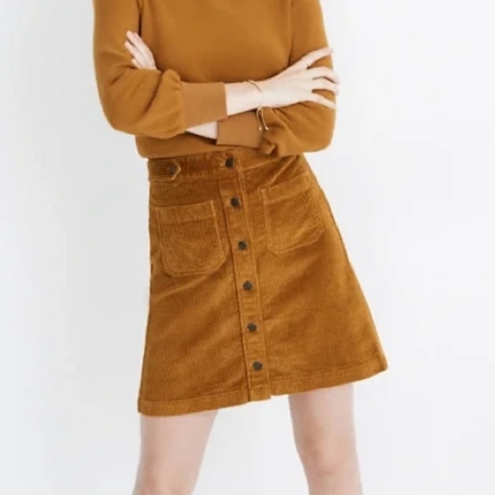 Madewell A-Line Corduroy Skirt in Mustard